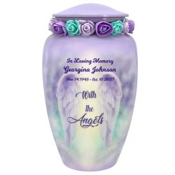 With The Angels Cremation Adult Urn - Tribute Wreath™ - Pro Sand Carved Engraving