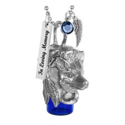 Wolf Spirit Blue Cobalt Pendant Urn - Love Charms Option
