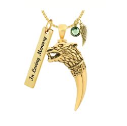 Wolf Tooth Gold Ash Jewelry Urn - Love Charms™ Option
