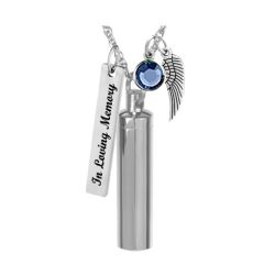 Women's Slender Cylinder Jewelry Urn - Love Charms Option