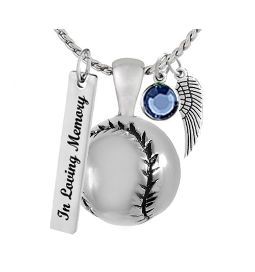 Baseball Sterling Silver Cremation Jewelry - Perfect Memorials