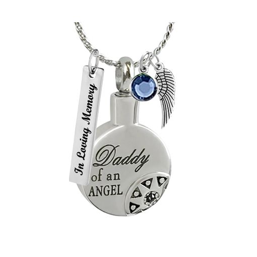 Dad Floating Heart Memorial Cremation Ashes Urn Pendant Necklace -  Stainless Steel Gold 20mm - Hunting Stones