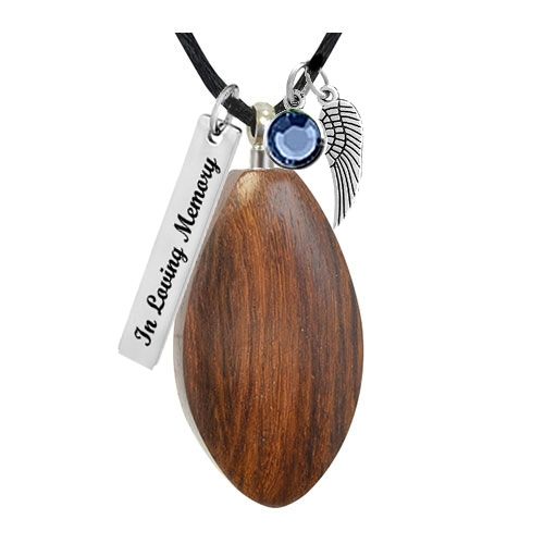 diamond walnut wood pendant urn tag
