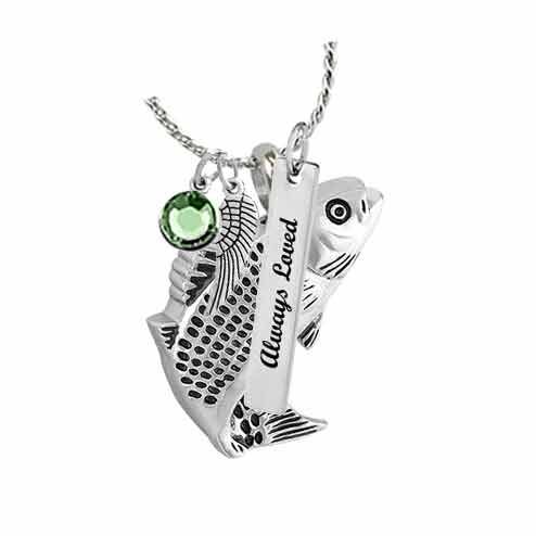  Gone Fishing Urn Necklace for ashes In Loving Memory