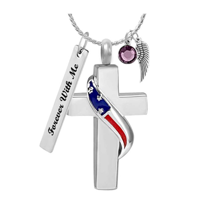Unisex In Loving Memory Cross Memorial Cremation Ashes Urn Pendant Necklace  - Quality Stainless Steel Silver 31mm - Hunting Stones
