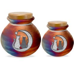 Cat Lover Moon Raku Cremation Adult or Medium Urn - Personalization Option