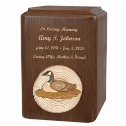 Alder Wood Intarsia Canadian Goose Adult Urn - Free Laser Engraving