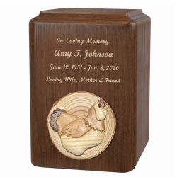 Alder Wood Intarsia Country Chicken Adult Urn - Free Laser Engraving