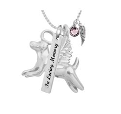 Halo Angel Dog Sterling Silver Ash Urn - Love Charms™ Option 