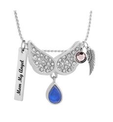 Angel Wings Blue Teardrop Pendant Urn - Love Charms Option