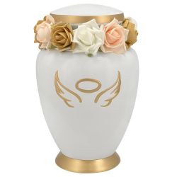 Angel Wings White Cremation Urn - Tribute Wreath™ - Pro Laser Engraving