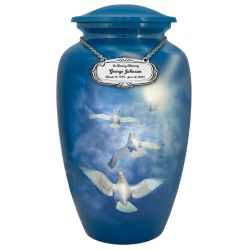Angelic Doves Adult Cremation Urn - Tribute Wreath™ - Pro Sand Carved Engraving