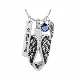 In Angel's Wings Black Onyx Heart Pendant Urn - Love Charms Option