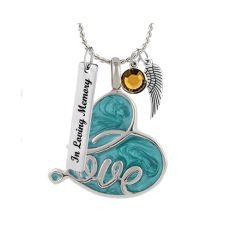 Aqua Love Heart Pendant Urn - Love Charms Option