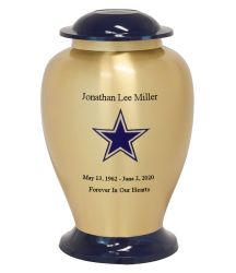 Texas Star Brass Adult Cremation Urn - Pro Personalization - Burial Vault Option