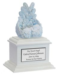 In Loving Arms Blue Infant Urn - Baby Angel Urn For Infants