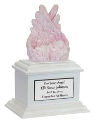 In Loving Arms Pink Infant Urn - Baby Angel Urn For Infants