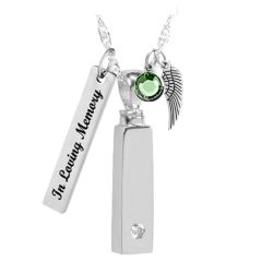 Sterling Silver Bar Crystal Jewelry Ash Urn -  Love Charms® Option