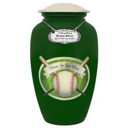 Baseball Forever In Our Hearts Adult Cremation Urn - Tribute Wreath™ - Pro Sand Carved Engraving