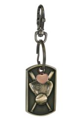 Baseball Dog Tag Pink Heart Key Chain Urn