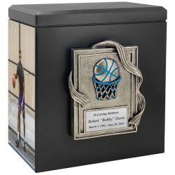 Basketball Photo Urn - 2 Photo Options - Customizable Colors - Free Engraved Plate - Quality Craftsmanship