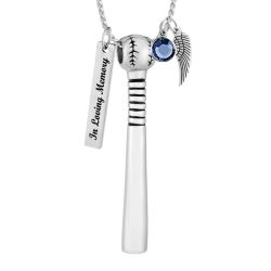 Baseball & Bat Cremation Jewelry Urn - Love Charms Option