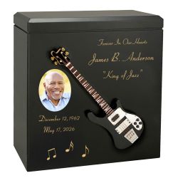 Black Bass Electric Guitar Wood Adult Cremation Urn - Miniature Guitar - Photo Option