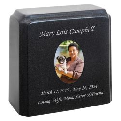 Black Granite Photo Adult Urn - Full Color Picture Urn