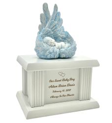 In Loving Arms© Oval Blue Infant Urn