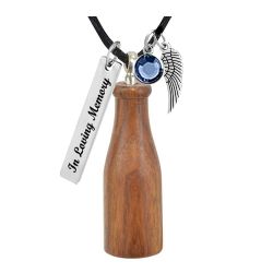 Bottle Walnut Cremation Necklace Urn - Love Charms Option