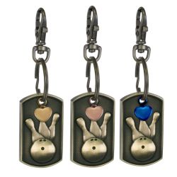 Bowling Dog Tag Heart Key Chain Urn