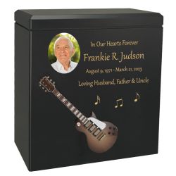 Brown & White Electric Guitar Adult Cremation Urn - Miniature Guitar - Photo Option