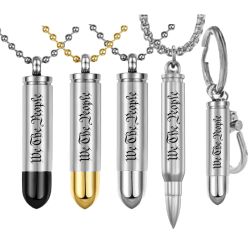 We The People Bullet Urns Pendants or Keychain Engraved Urns - Personalized Cremation Keepsake Bullets