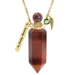 Red Tiger Eye Gemstone Crystal Cremation Jewelry Ash Necklace Urn - Love Charms® Option