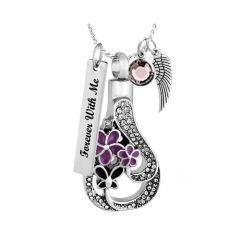 Garden Teardrop Cremation Jewelry Urn - Love Charms Option