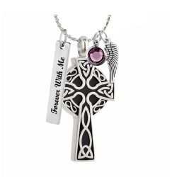 Celtic Cross Stainless Pendant Urn - Love Charms Option