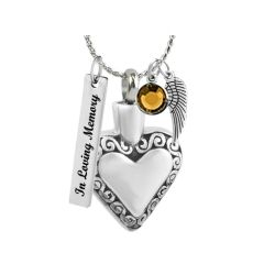 Endless Love Heart Ash Pendant Urn - Love Charms Option