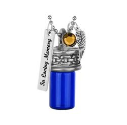 Bike Chain Blue Cobalt Pendant Urn - Love Charms Option