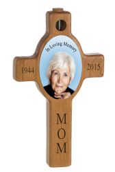 Wooden Cherry Photo Wall Cross Urn