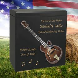 Country String Guitar Wood Adult Cremation Urn - Free Engraving
