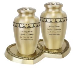 Leaves Of Peace Brass Companion Urns Heart Base