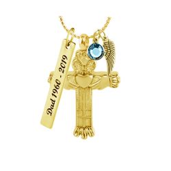 Claddagh Cross Gold Pendant Urn - Love Charms™ Option 