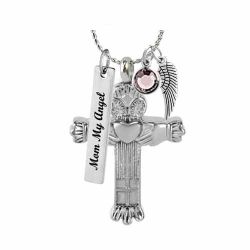 Claddagh Cross Pendant Urn - Love Charms Option