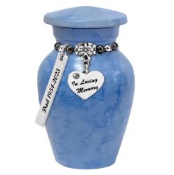 In Loving Memory Heart Pewter Blue Keepsake Urn - Love Charms® Option