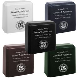 United States Coast Guard Cultured Marble Niche Cremation Urn - 12 Color Choices - Vault Option