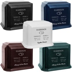 Cultured Marble Companion Cremation Urn - Loving Parents Urn - 12 Color Choices - Vault Option