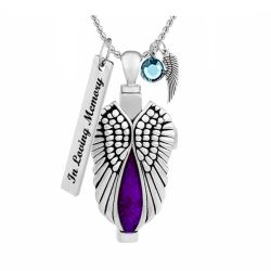 Men's Cross Wings Pendant Urn - Love Charm Option