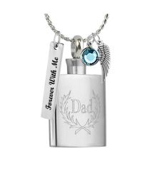 Dad Flask Ashes Necklace Urn - Love Charms Option