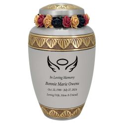 Dignity Angel Pewter Adult Cremation Urn - Tribute Wreath™ - Pro Diamond Engraving