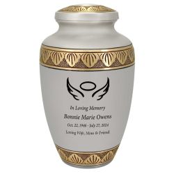 Dignity Angel Pewter Adult Cremation Urn - Tribute Wreath™ - Pro Diamond Engraving